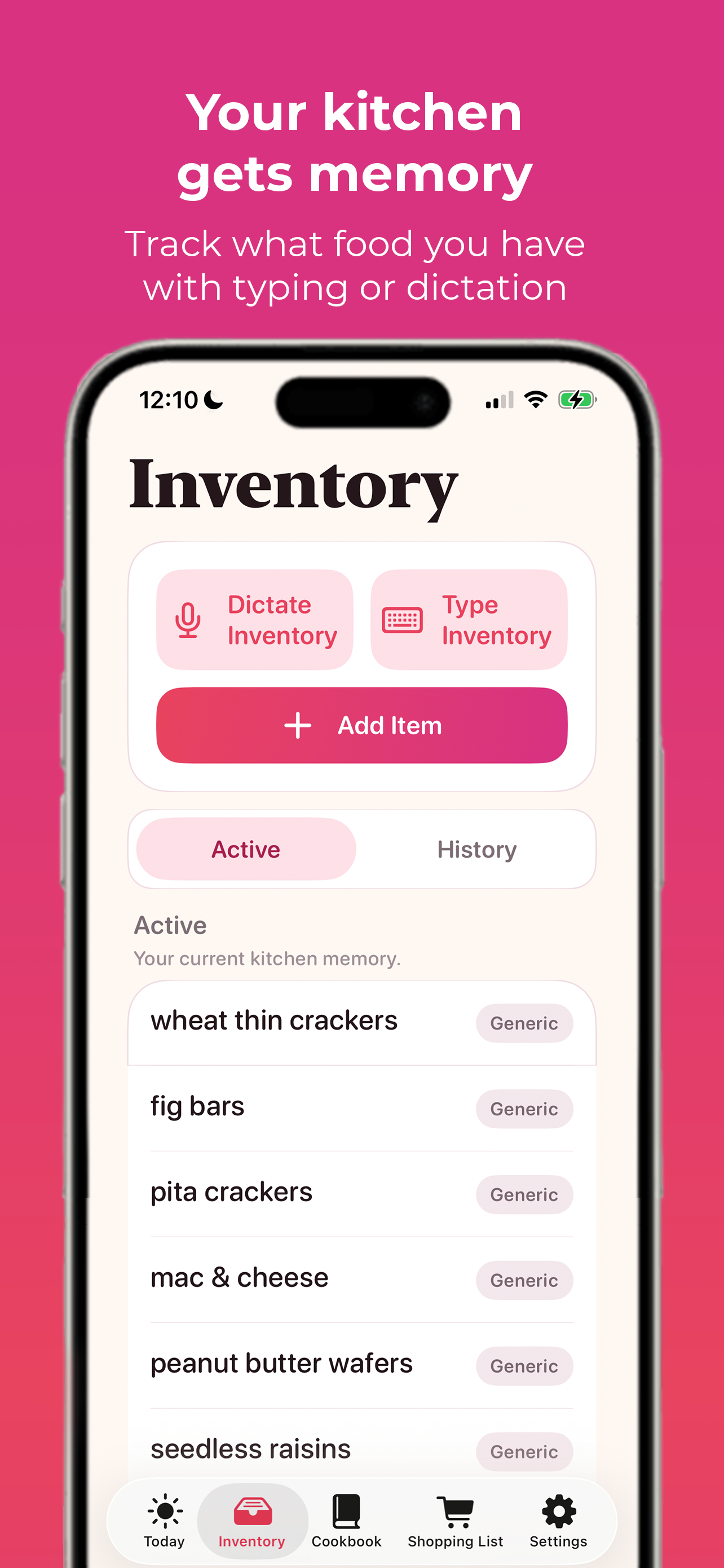 Gravitas Kitchen inventory screen